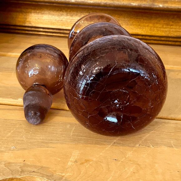 Vintage Viking Rainbow Glass Amethyst Crackle Glass Decanter - Picture 6 of 7